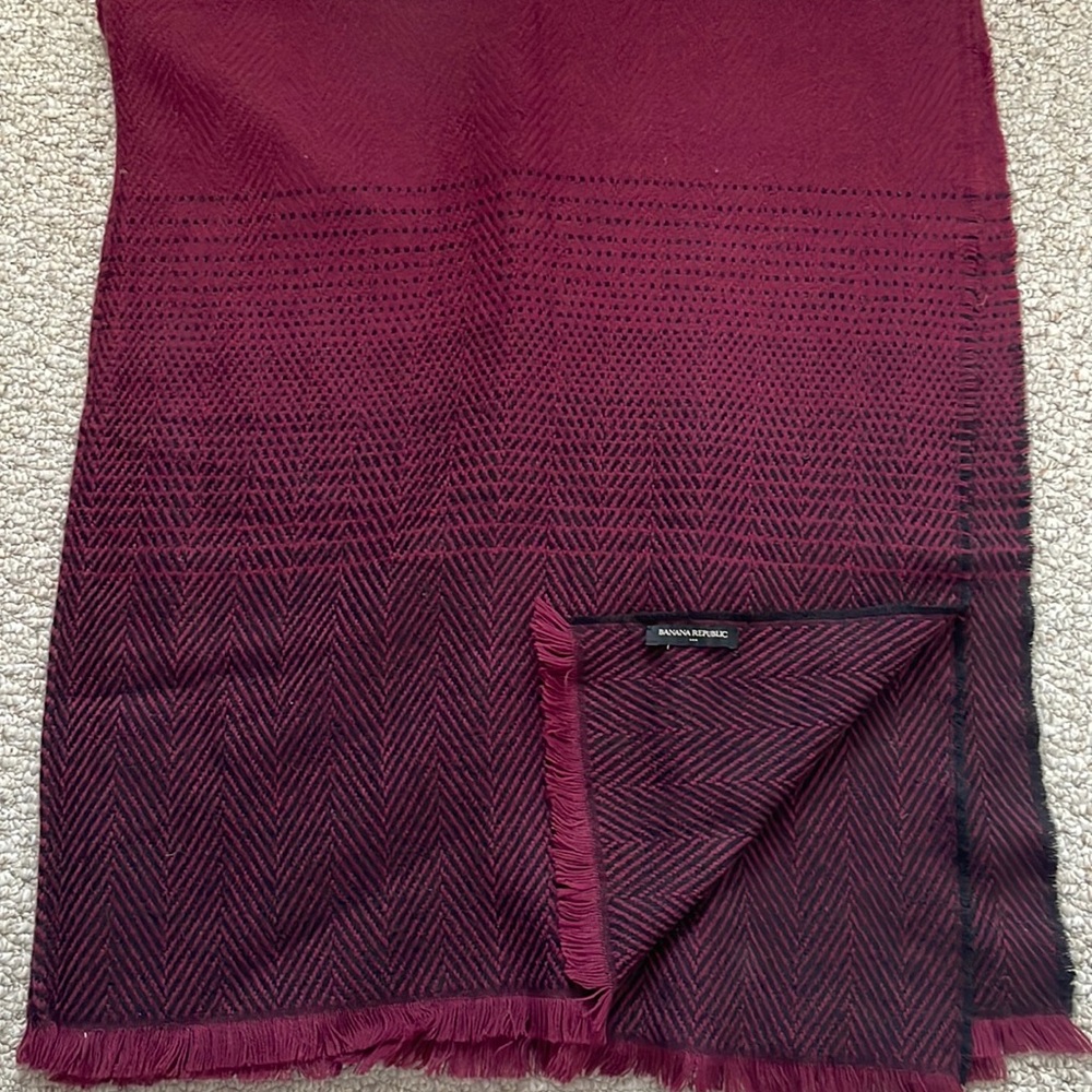 Soft Maroon and black winter scarf from Banana Republic